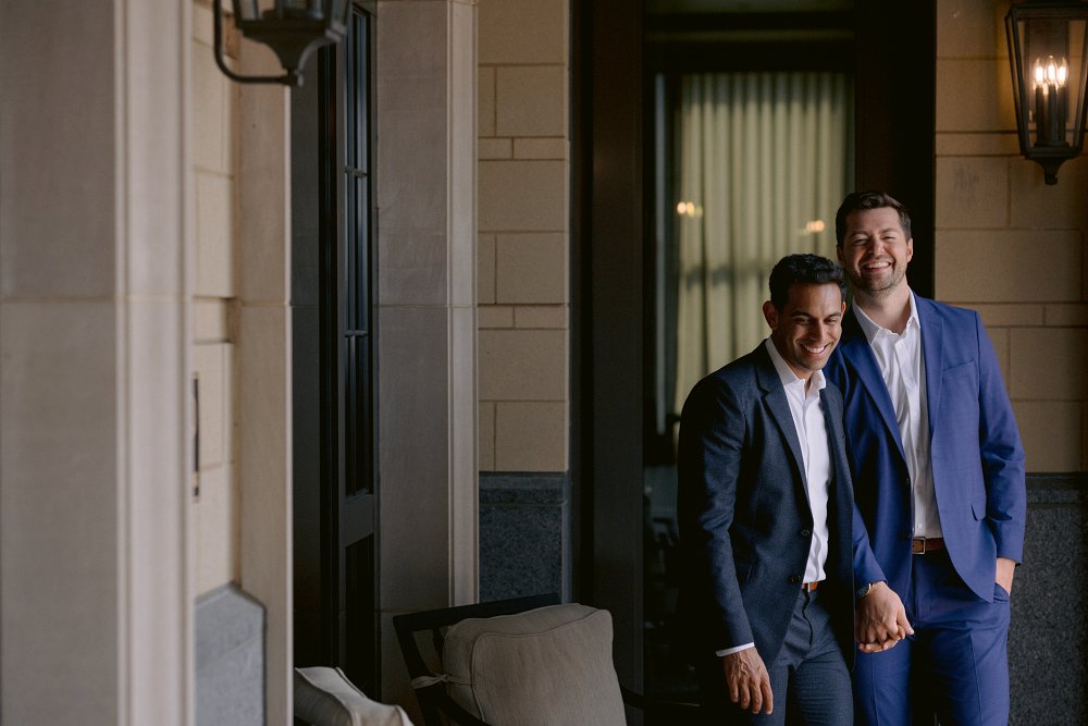 Engagement Photos at Hotel Carmichael, The Palladium & Coxhall Gardens | Kishan + Michael